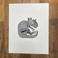 Pachyrhinosaurus Woodblock Print on Paper